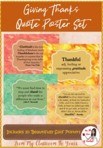 Giving Thanks Poster Set- Teachers Pay Teachers