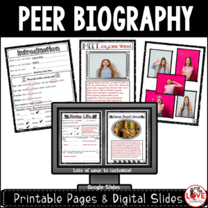 Peer Biography resource at For The Love of Teachers Shop