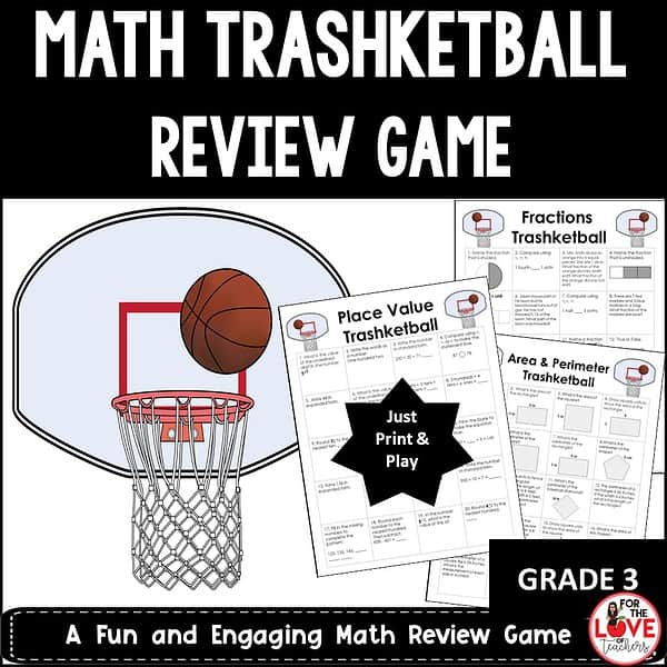 Math Trashketball Review Game: Grade 3