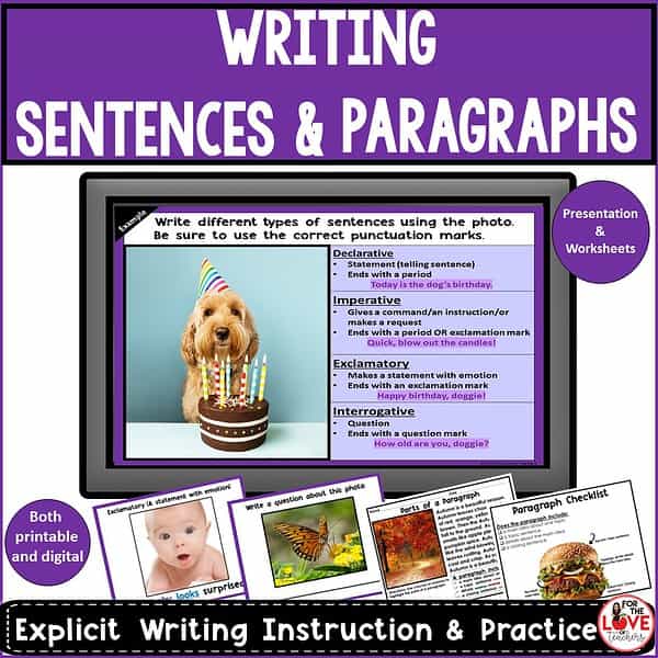 Writing Sentences and Paragraphs